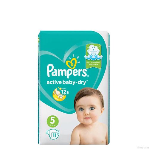 Pampers New Baby-Dry Подгузники Размер 5  (11-18 кг) С воздушными каналами Дышащие Сухость до 12 часов 11 шт.