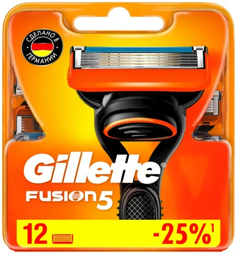 Сменные картриджи лезвия для бритья мужские Gillette Fusion5, 12 шт