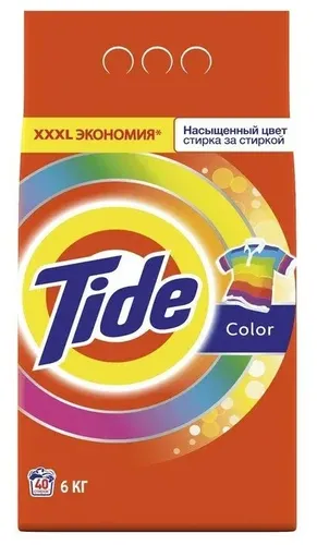 Tide Color  Стиральный порошок Автомат Для цветного белья Улучшенный аромат Аква Пудра Не оставляет разводов Без фосфатов, хлора, 6 кг