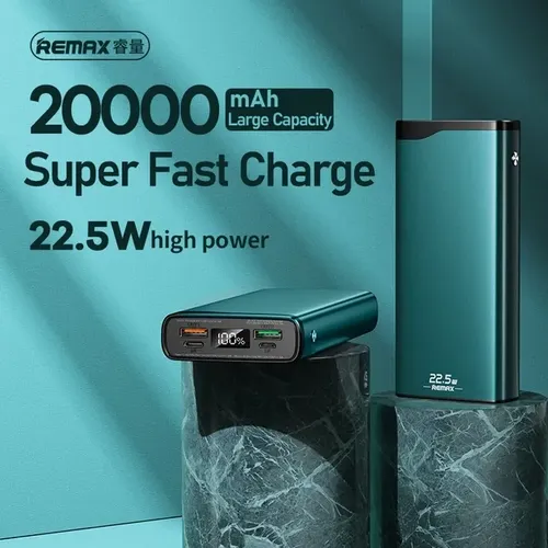 Tashqi batareya Remax RPP-129 22.5W + PD 18W 20000 mAh, ko'k, купить недорого