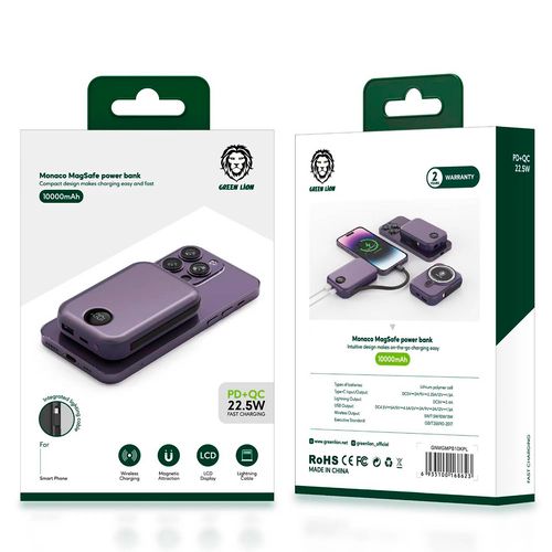 Simsiz Green Magsafe 10000 mAh (GNMGMPB10KPL), Lilac bilan tashqi batareya, в Узбекистане