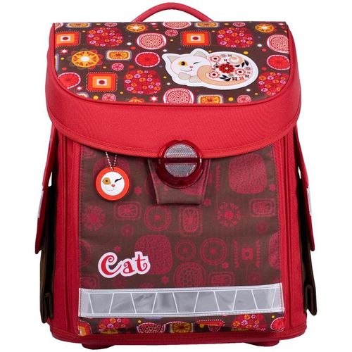 Ранец Hatber Premium "Cat" 36*30*16см, 2 отделения, 2 кармана, анатомическая спинка, Красный