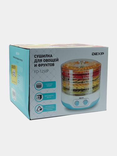 Сушилка для овощей и фруктов DEXP FD-1250P, Голубой, в Узбекистане