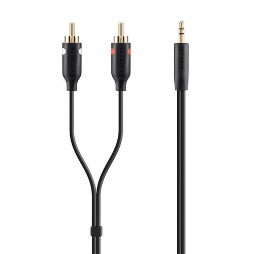 Kabel Belkin jack 3,5 mm- M/RCA-Mx2, portativ, 5 m, Qora