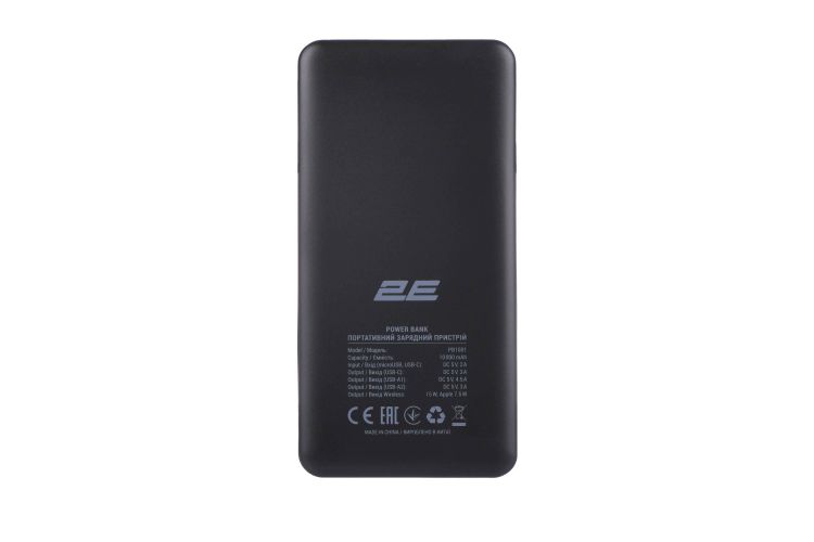 Внешний аккумулятор 2E Power Bank Wireless 10000mAh 20W, Черный, в Узбекистане