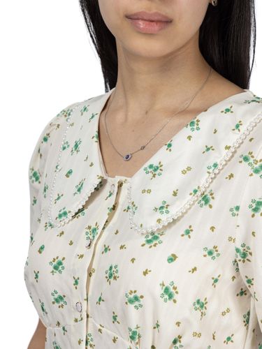 Блузка с цветочным принтом BLZ05, С зелеными цветами, фото