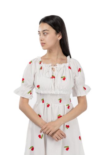 Женское белое платье "Вишня" DRS15, Белый, в Узбекистане