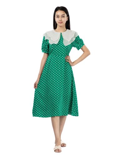 Платье женское в горошек DRS35, Зеленый