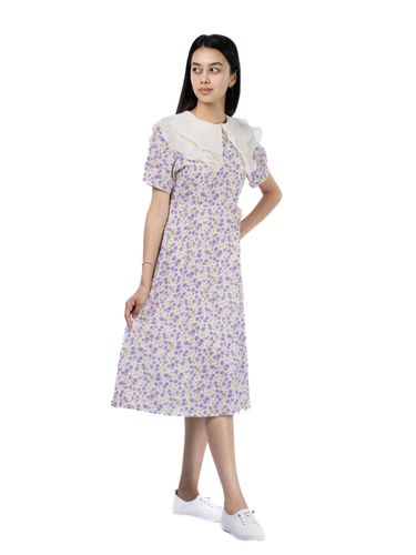 Платье с цветочным принтом DRS30, Фиолетовый