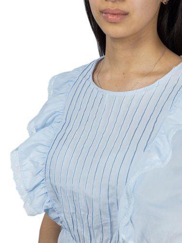 Блузка женская с валанами по бокам BLZ10, Голубой, фото