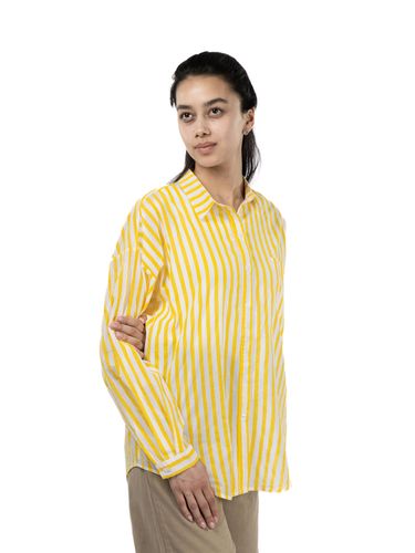 Рубашка полосатая цветная RBSH05, Желтый-Белый