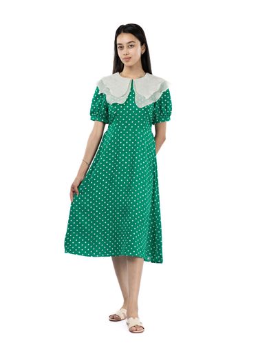 Платье женское в горошек DRS35, Зеленый, в Узбекистане
