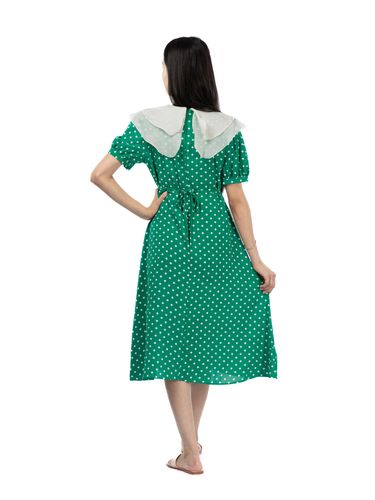 Платье женское в горошек DRS35, Зеленый, sotib olish