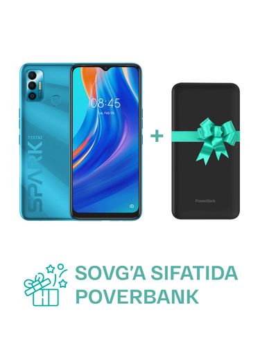 Смартфон Tecno Spark 7 2/32 GB Blue + Внешний аккумулятор Prodo PD-P69 10000 mAh в подарок