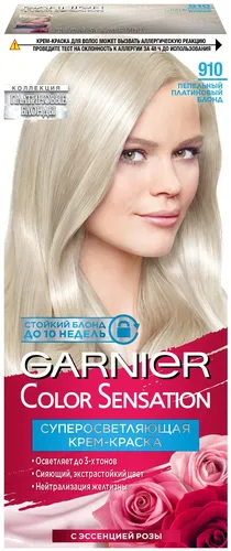 Краска для волос Garnier Color Sensation тон 910 Пепельно-серебряный Блонд, 110 мл