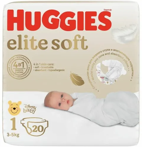 "Huggies" Elite Soft tagliklari 1, 3-5kg, 20 dona