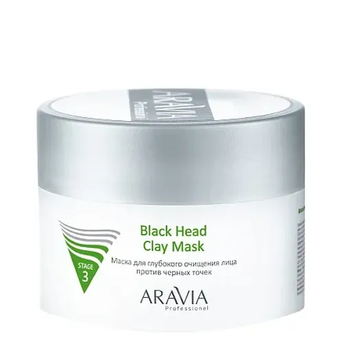 Маска для глубокого очищения лица против черных точек Aravia Professional Black Head Clay Mask, 150 мл