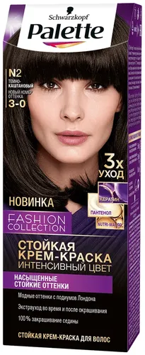 Интенсивный цвет Стойкая крем-краска для волос Palette, N2 3-0 Темно-каштановый