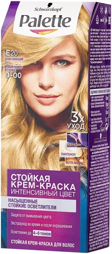 Интенсивный цвет Стойкая крем-краска для волос Palette, E20 0-00 Осветляющий