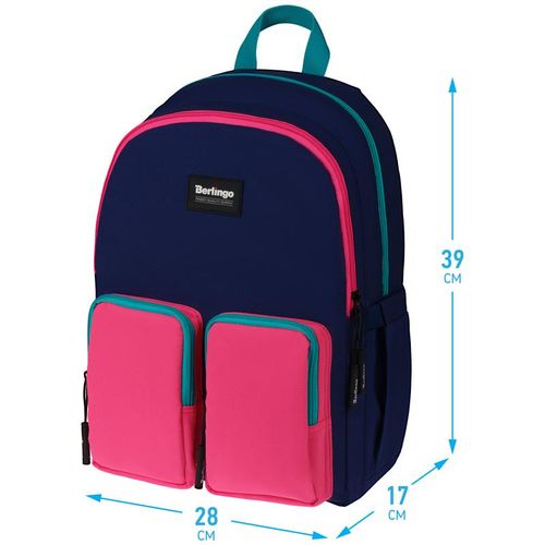 Рюкзак Berlingo Color blocks "Blue pink", Темно-синий, купить недорого