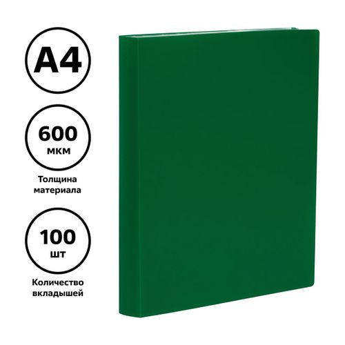 Папка со 100 вкладышами Стамм А4, Зеленый, купить недорого