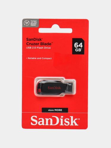 Xotira kartasi SanDisk Cruzer Glide 64 GB, qora