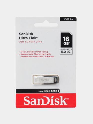 Xotira kartasi Sandisk ultra flair USB 3.0, 16-GB, kulrang