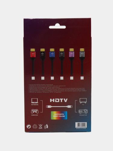 Kabel HDMI 2,1/8k 60 4K pri 120 Гц 2k pri 144 Гц HDTV Premium 1.5 м/3 м, Qora, в Узбекистане