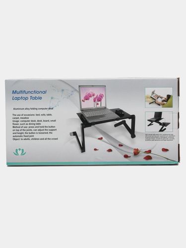 Многофункциональный стол для ноутбука с подставкой Multifunctional Laptop Table T8, Черный, фото № 4