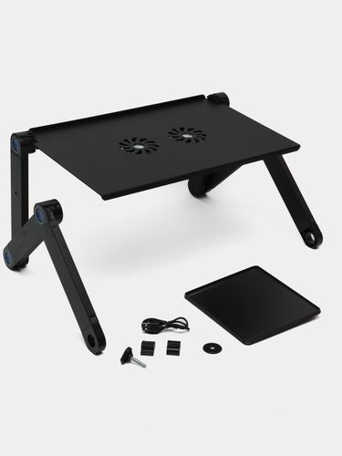 Stendli ko‘p funksiyali noutbuk stoli Multifunctional Laptop Table T8, qora