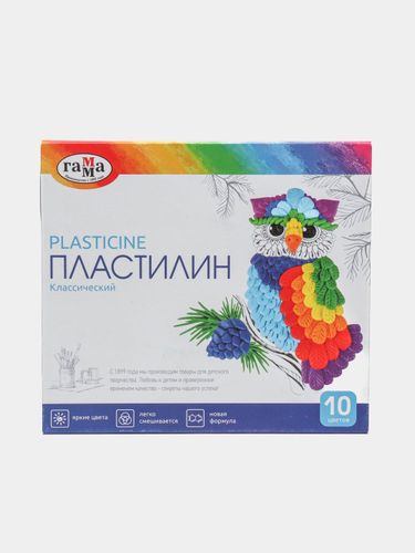 Plastilin Gamma "Klassik", 10 ta rang, stek bilan, в Узбекистане