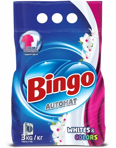 Cтиральный порошок автомат Bingo White&colors, 3 кг