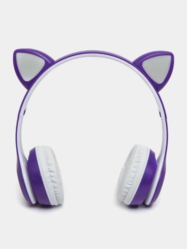 Беспроводные Bluetooth наушники Сat Ear VZV-23M с ушками и LED подсветкой , Пурпурный