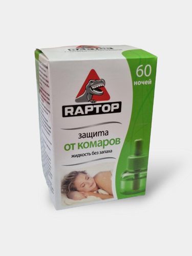 Chivinga qarshi vosita Raptor, hidsiz, bolalar va kattalar uchun, 60 kecha, 37 ml, yashil, в Узбекистане