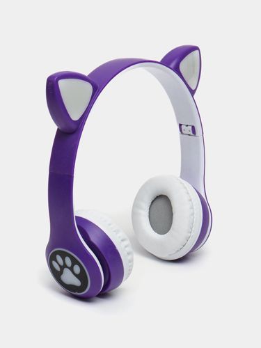 Беспроводные Bluetooth наушники Сat Ear VZV-23M с ушками и LED подсветкой , Пурпурный, купить недорого