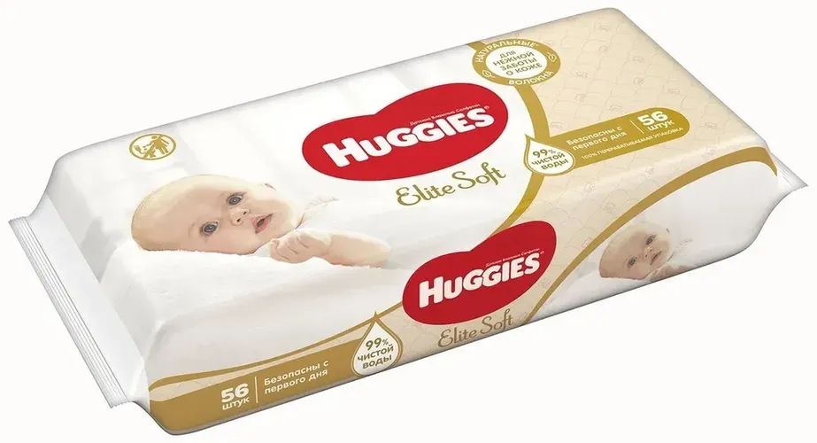 Влажные салфетки Huggies Elite Soft для новорожденных, 56 шт, купить недорого