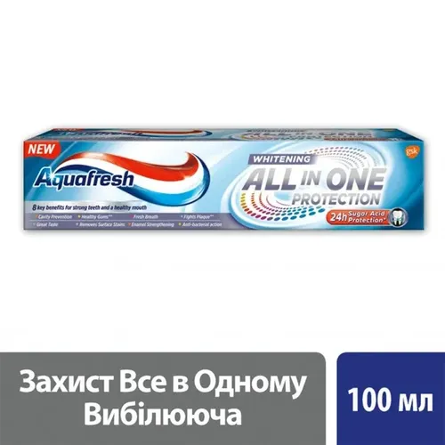 Зубная паста Aquafresh Защита Все в Одном Отбеливающая, 100 мл, в Узбекистане