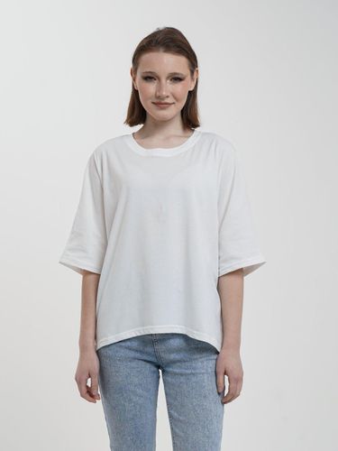 Женская однотонная базовая футболка с рукавом до локтя Anaki 016, Белый