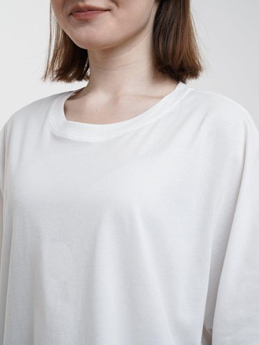 Женская однотонная базовая футболка с рукавом до локтя Anaki 016, Белый, фото № 4