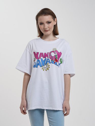 Женская футболка свободного кроя с ярким принтом 029, Белый