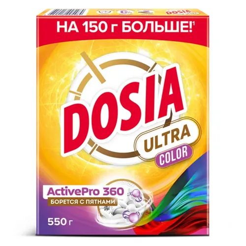 Avtomatik kir yuvish va qo'lda yuvish uchun Dosia Ultra Color kir yuvish vositasi, 550 g