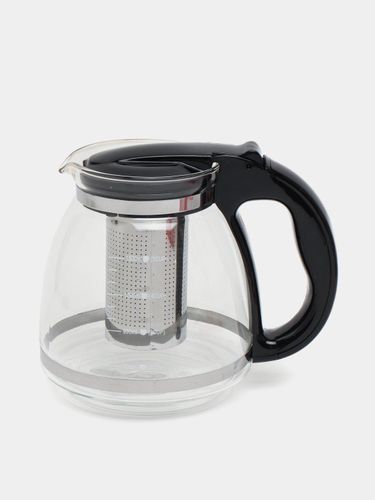 Заварочный стеклянный чайник с фильтром и ситой, жаропрочный, Черный