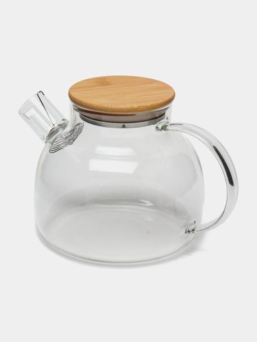 Чайник заварочный из жаропрочного стекла с фильтром-пружинкой, 1 л, Прозрачный, купить недорого