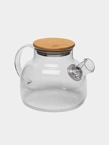 Чайник заварочный из жаропрочного стекла с фильтром-пружинкой, 1 л, Прозрачный