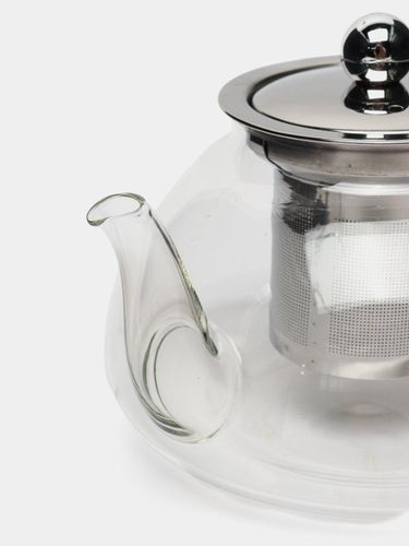Стеклянный чайник с фильтром и ситом, Прозрачный, фото