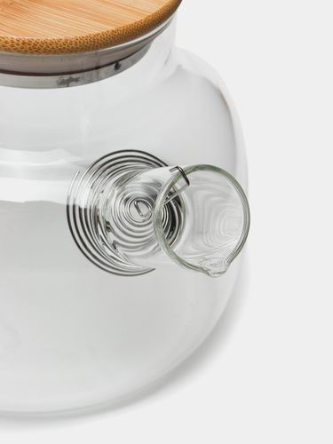 Чайник заварочный из жаропрочного стекла с фильтром-пружинкой, 1 л, Прозрачный, фото