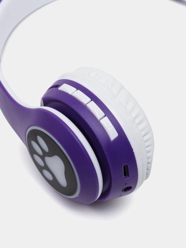 Беспроводные детские наушники Cat Ear, с Bluetooth и светящимися кошачьими ушками, Фиолетовый, фото