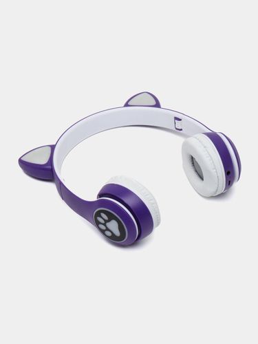 Беспроводные детские наушники Cat Ear, с Bluetooth и светящимися кошачьими ушками, Фиолетовый, купить недорого