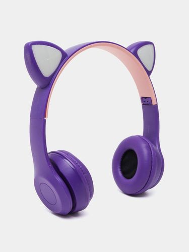 Беспроводные Bluetooth наушники с кошачьими светящимися ушками Cat Ear P47 M, Аметистовый