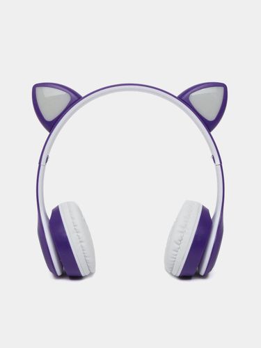 Беспроводные детские наушники Cat Ear, с Bluetooth и светящимися кошачьими ушками, Фиолетовый